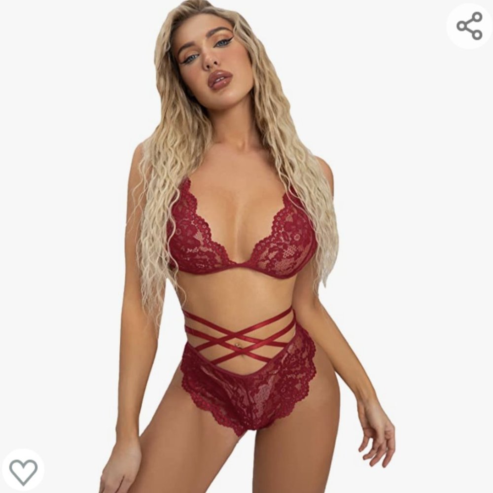 Valentine's Day Red lingerie 2 piece